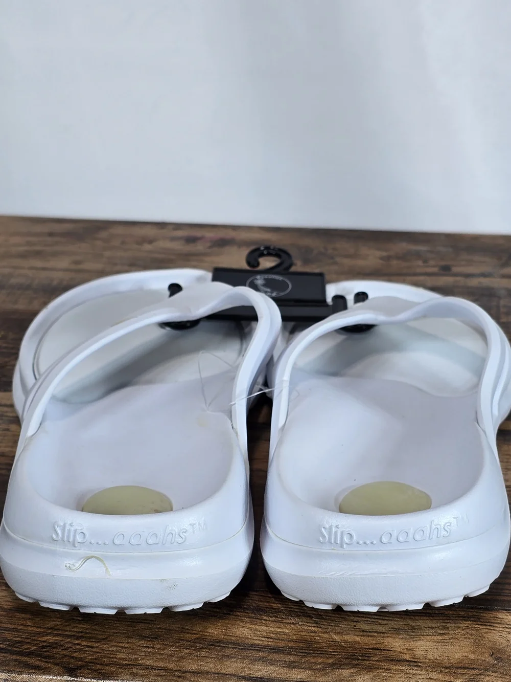 White Men's Comfy Flip Flops with Yellow Accent Size 9